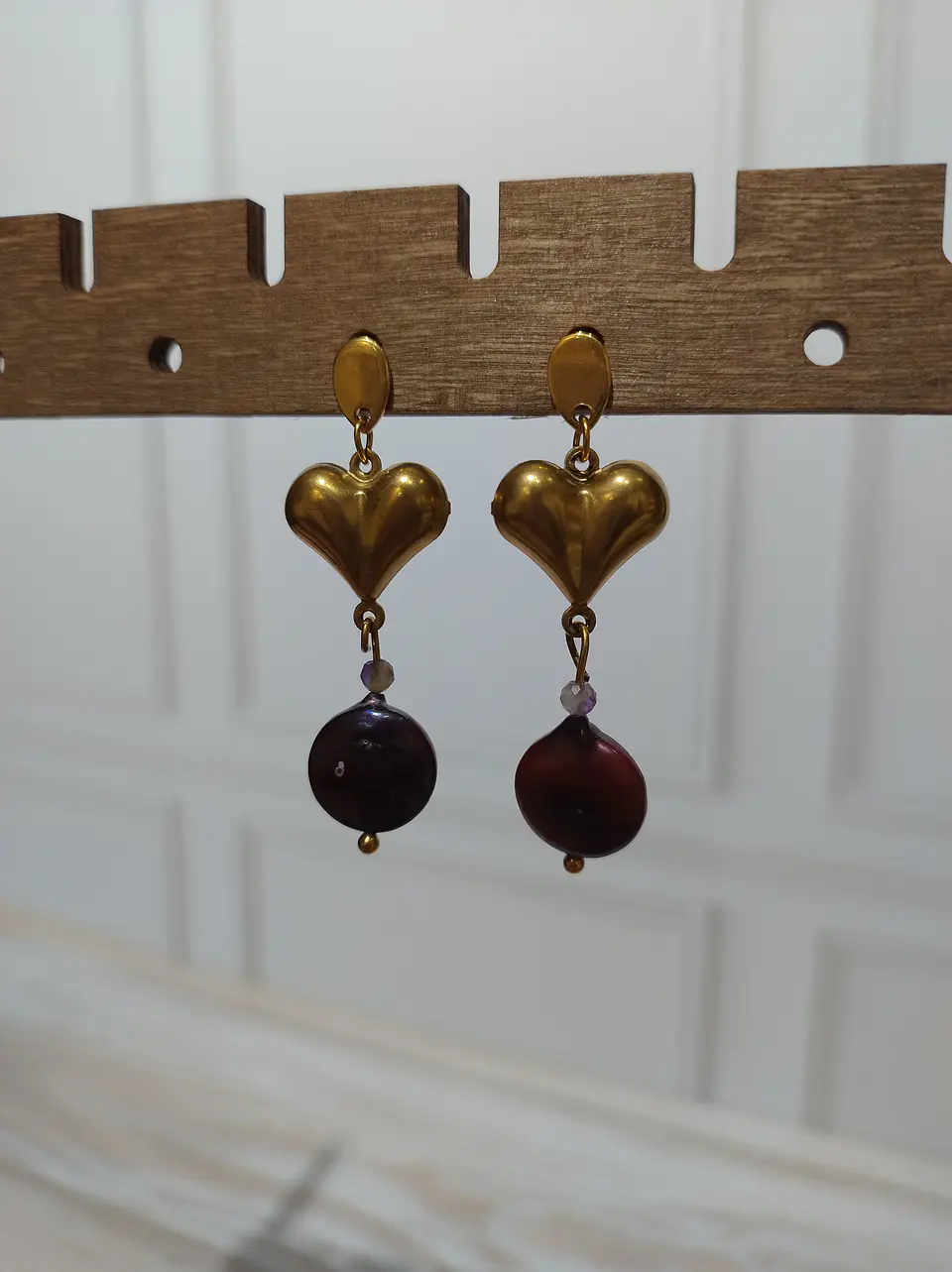 Aros Lulu amatista y perla de rio burdeo 4