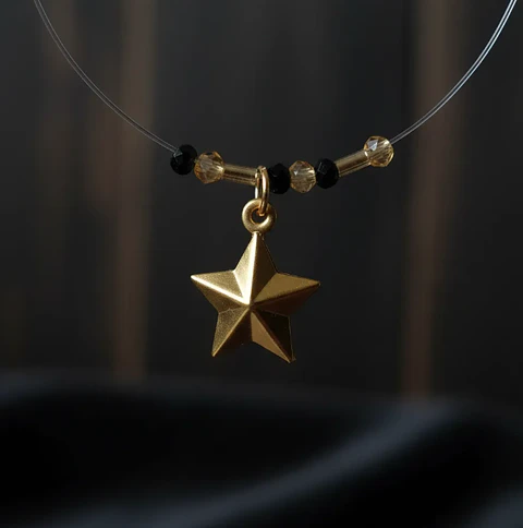 Collar invisible acero inoxidable estrella negra