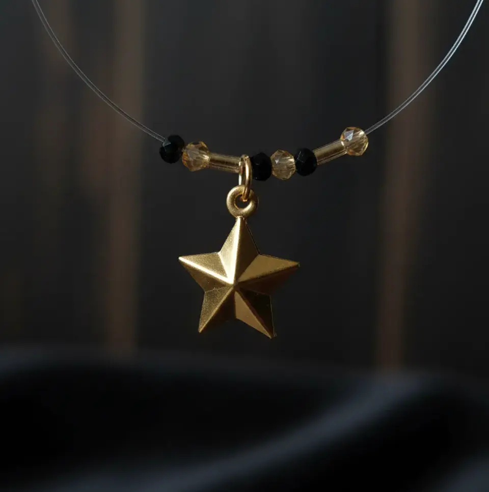 Collar invisible acero inoxidable estrella negra 1