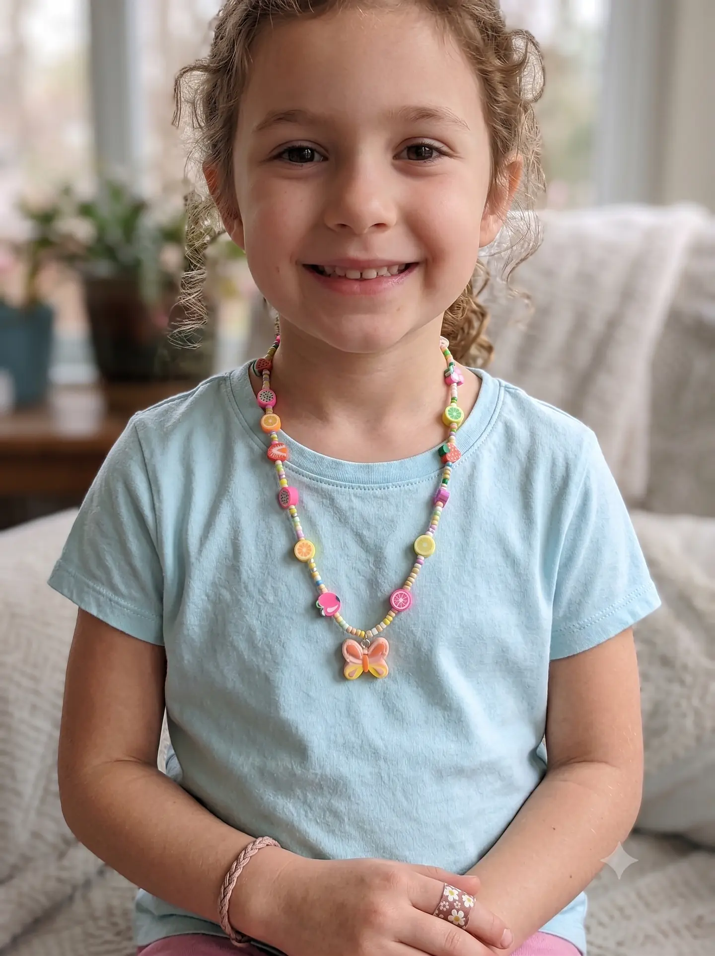 Collar infantil Mariposa rosa 1