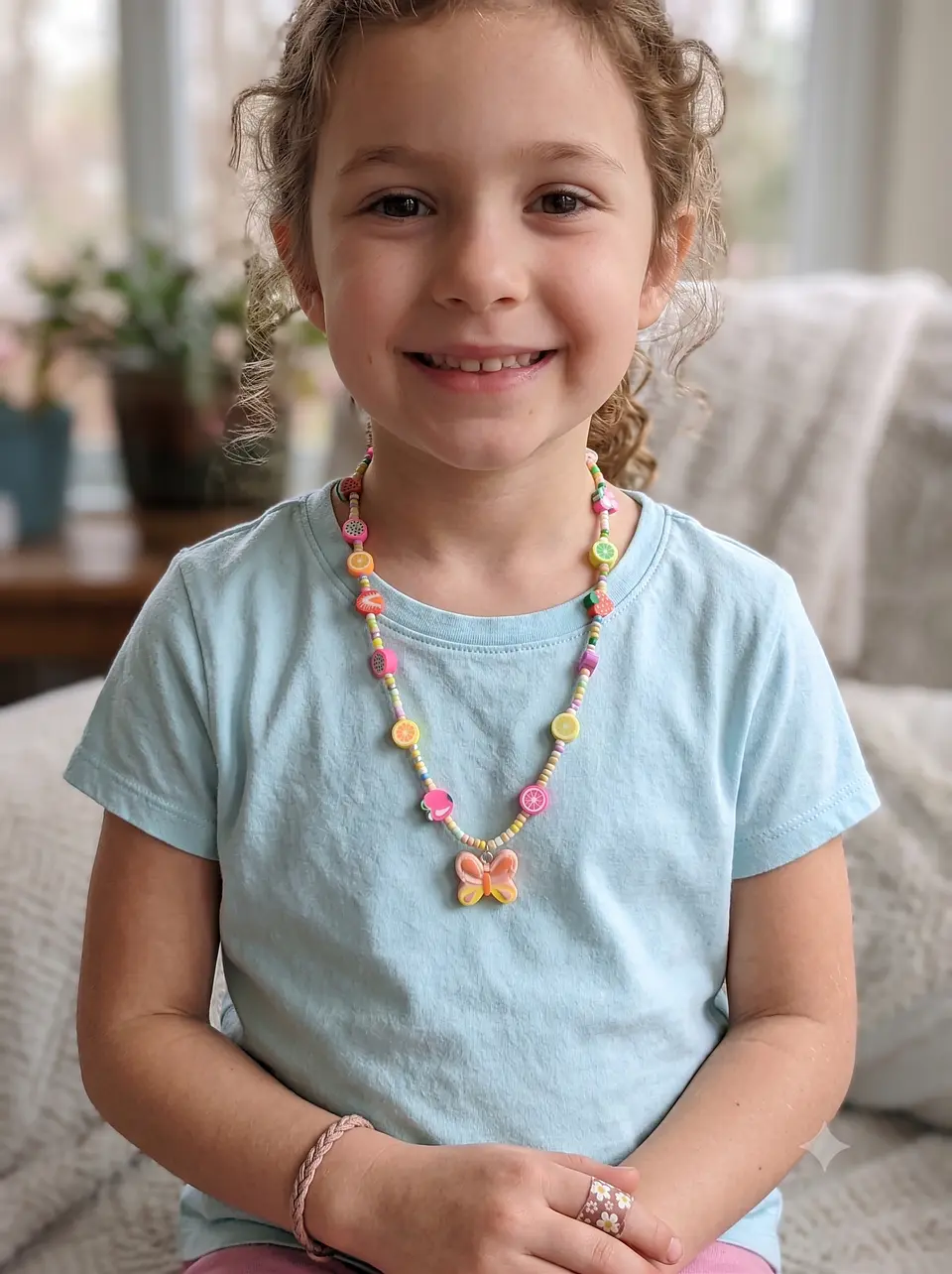 Collar infantil Mariposa rosa 1