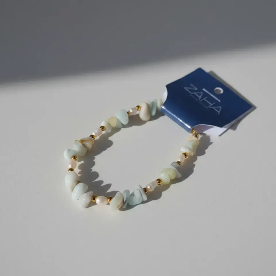 Pulsera Trinidad Amazonita y perlas de rio 1