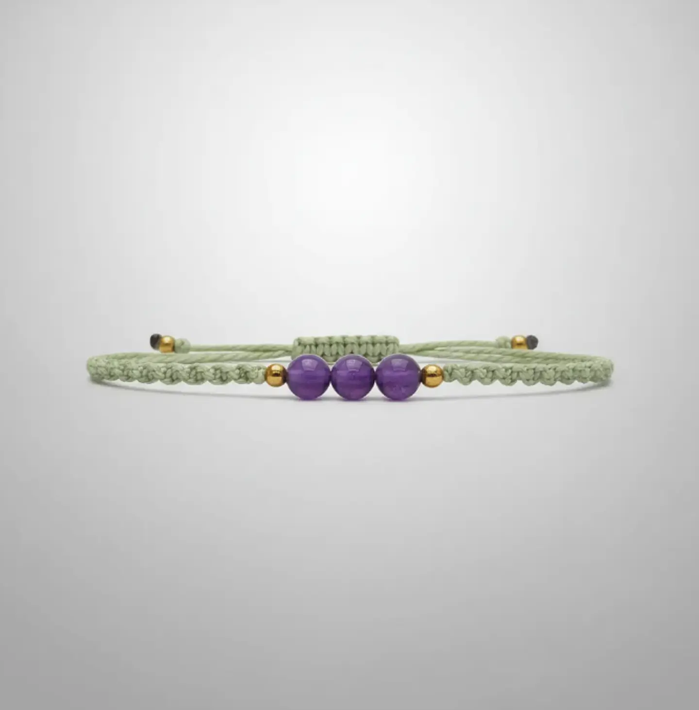 Pulsera Luisa Amatista, pirita e hilo encerado verde claro 3