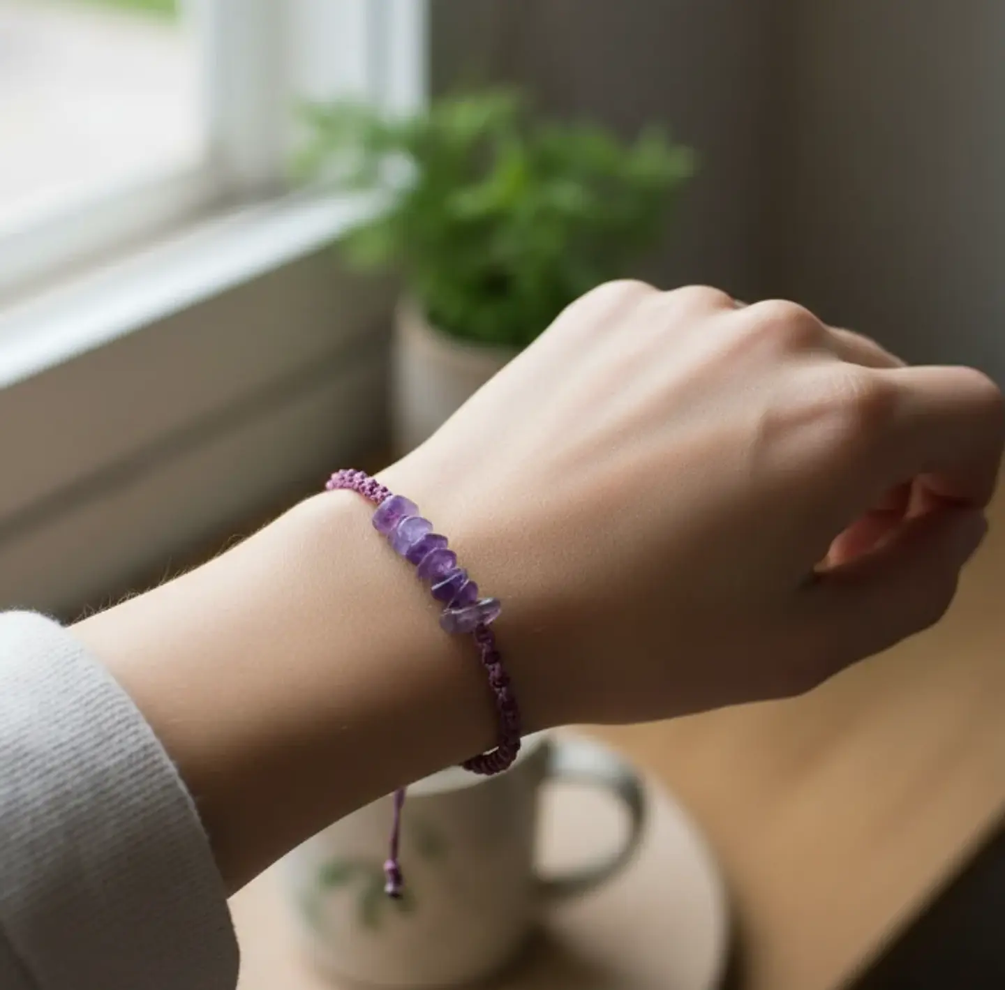 Pulsera Luisa Amatista hilo morado 1