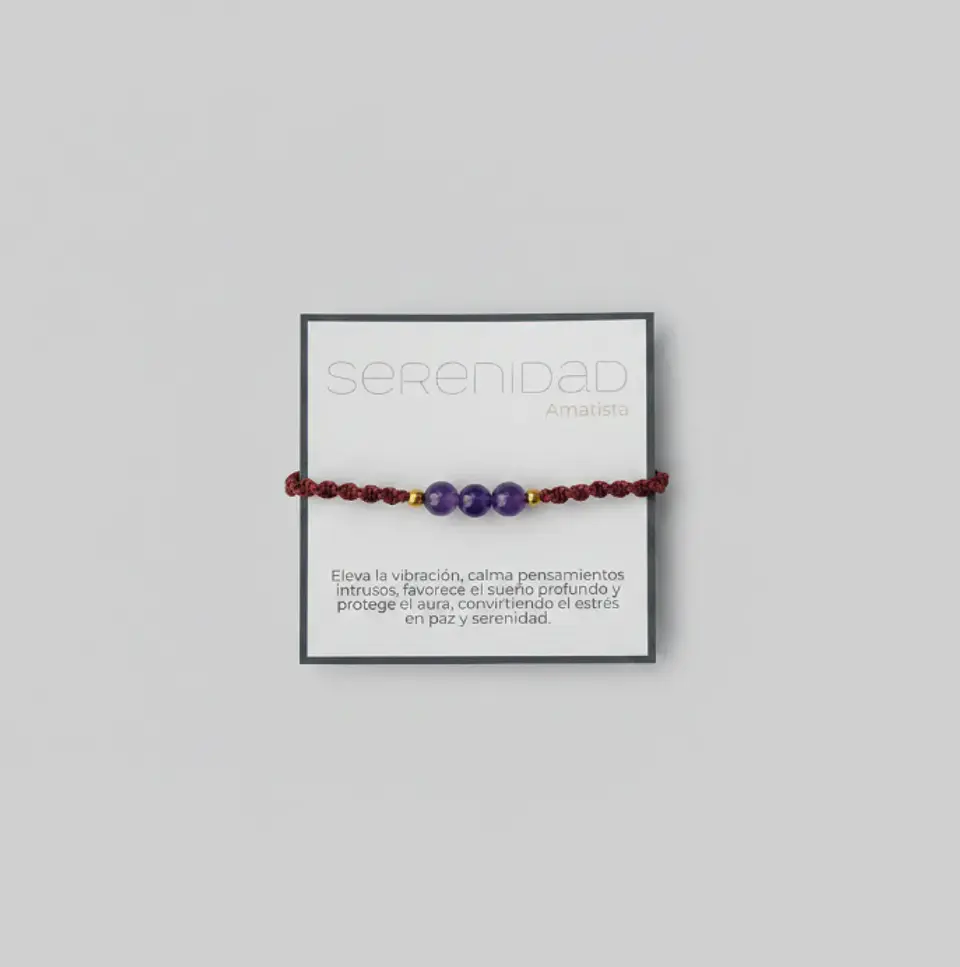 Pulsera Luisa Amatista, pirita e hilo burdeo 3