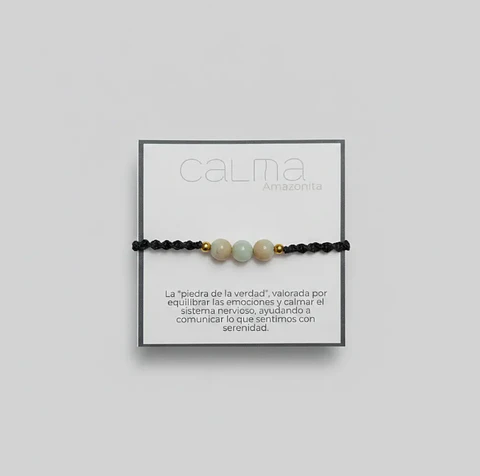 Pulsera Luisa Amazonita, pirita e hilo negro