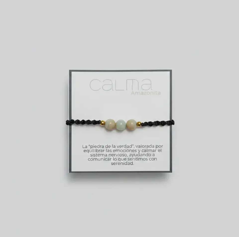 Pulsera Luisa Amazonita, pirita e hilo negro 1