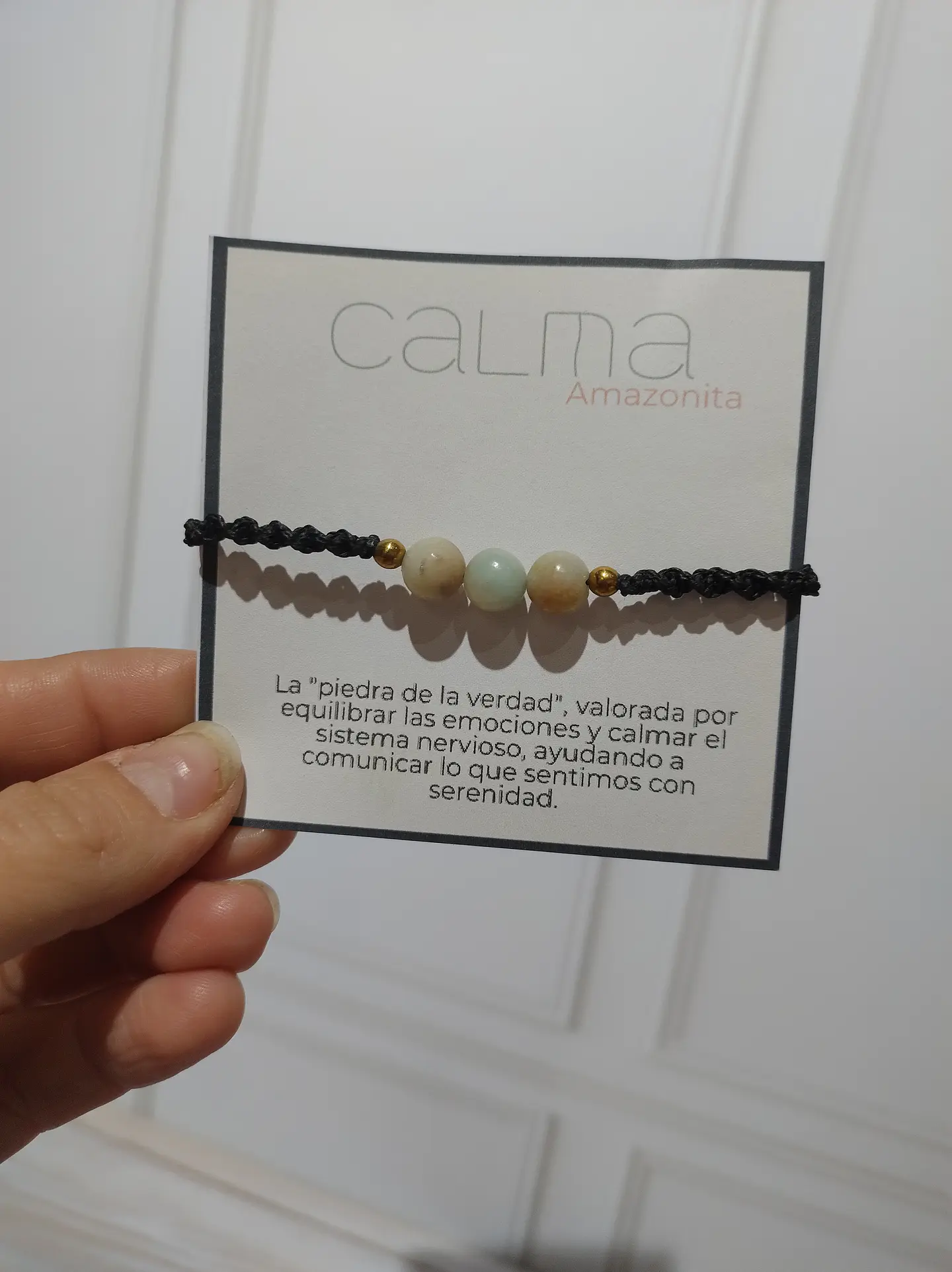 Pulsera Luisa Amazonita, pirita e hilo negro 3