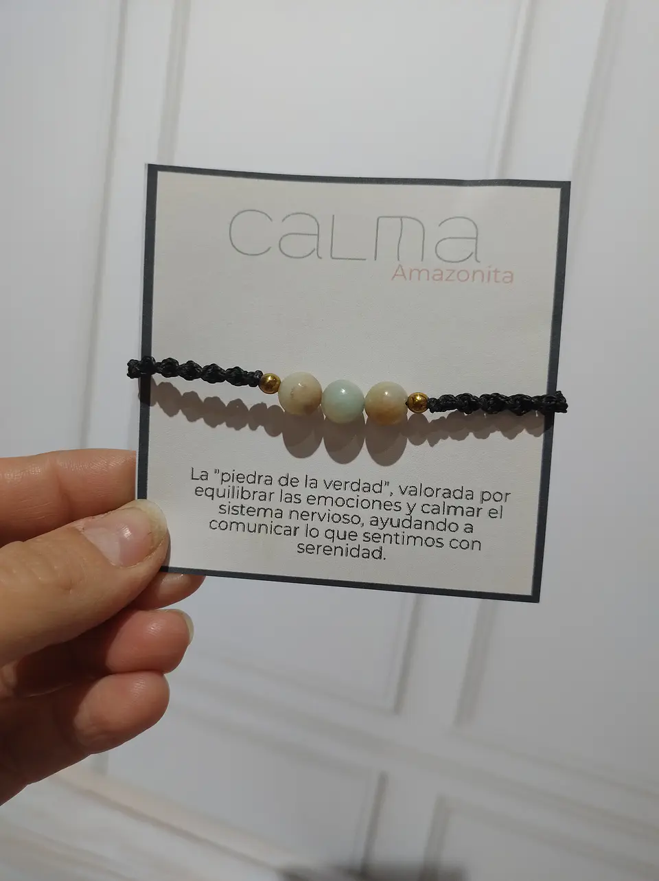 Pulsera Luisa Amazonita, pirita e hilo negro 3