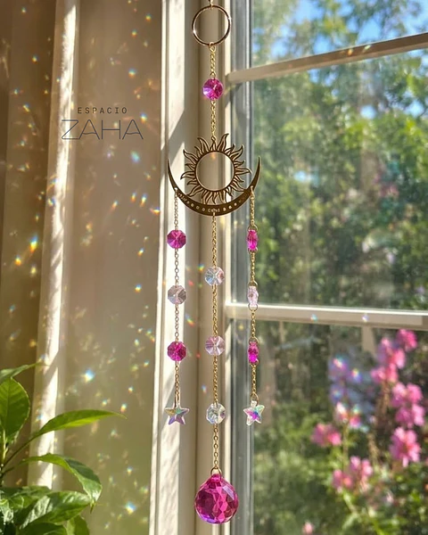 Atrapasol Sol, Luna & Cristales Magenta – Alma Silvestre