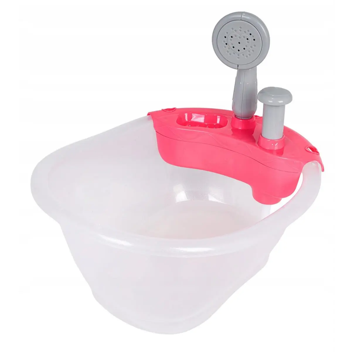 Bañera para Muñecas Transparente con Bomba de Agua Tina Rosada 2