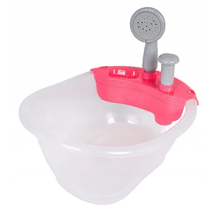 Bañera para Muñecas Transparente con Bomba de Agua Tina Rosada