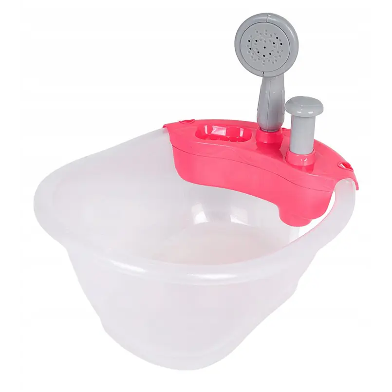 Bañera para Muñecas Transparente con Bomba de Agua Tina Rosada 2