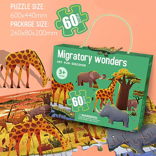 Puzzle Migración Animal 60 Piezas