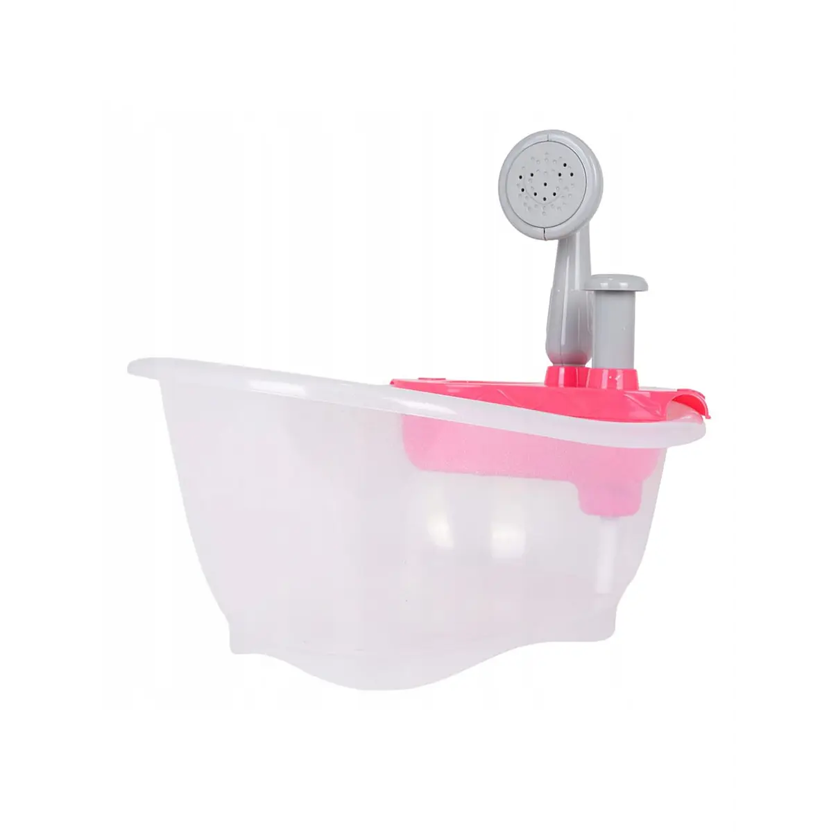 Bañera para Muñecas Transparente con Bomba de Agua Tina Rosada 3