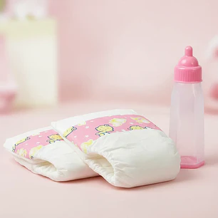 Set De 2 Pañales Con Mamadera Para Muñecas