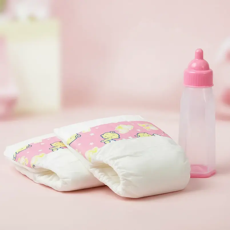 Set De 2 Pañales Con Mamadera Para Muñecas 1
