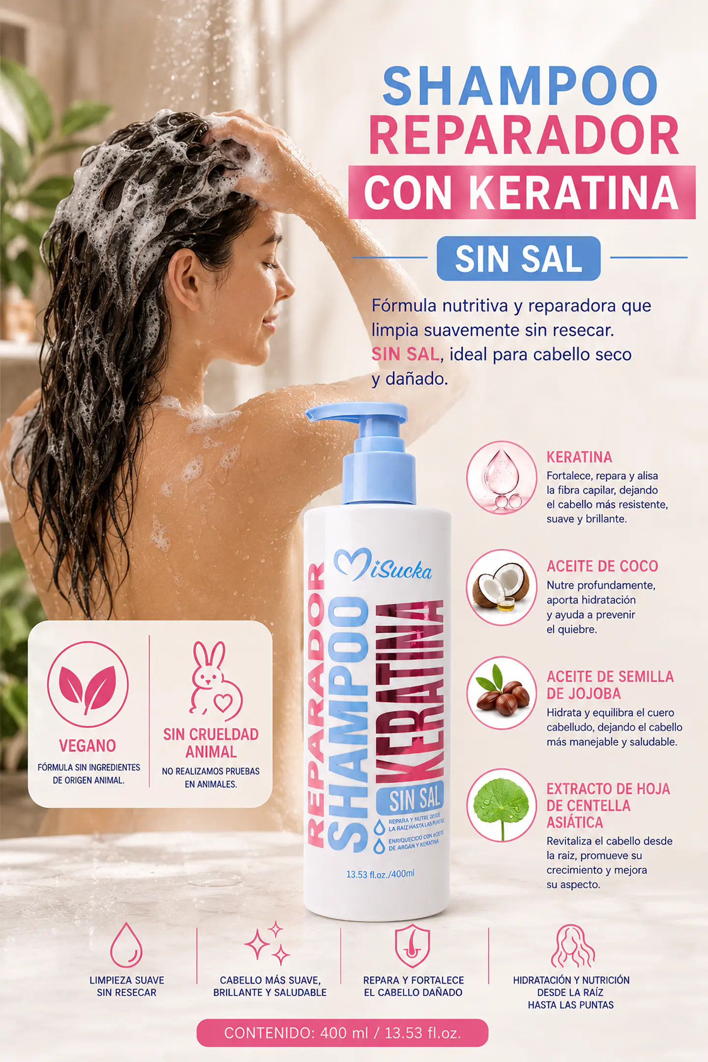 Shampoo Reparador de Keratina MiSucka — Sin Sal  3