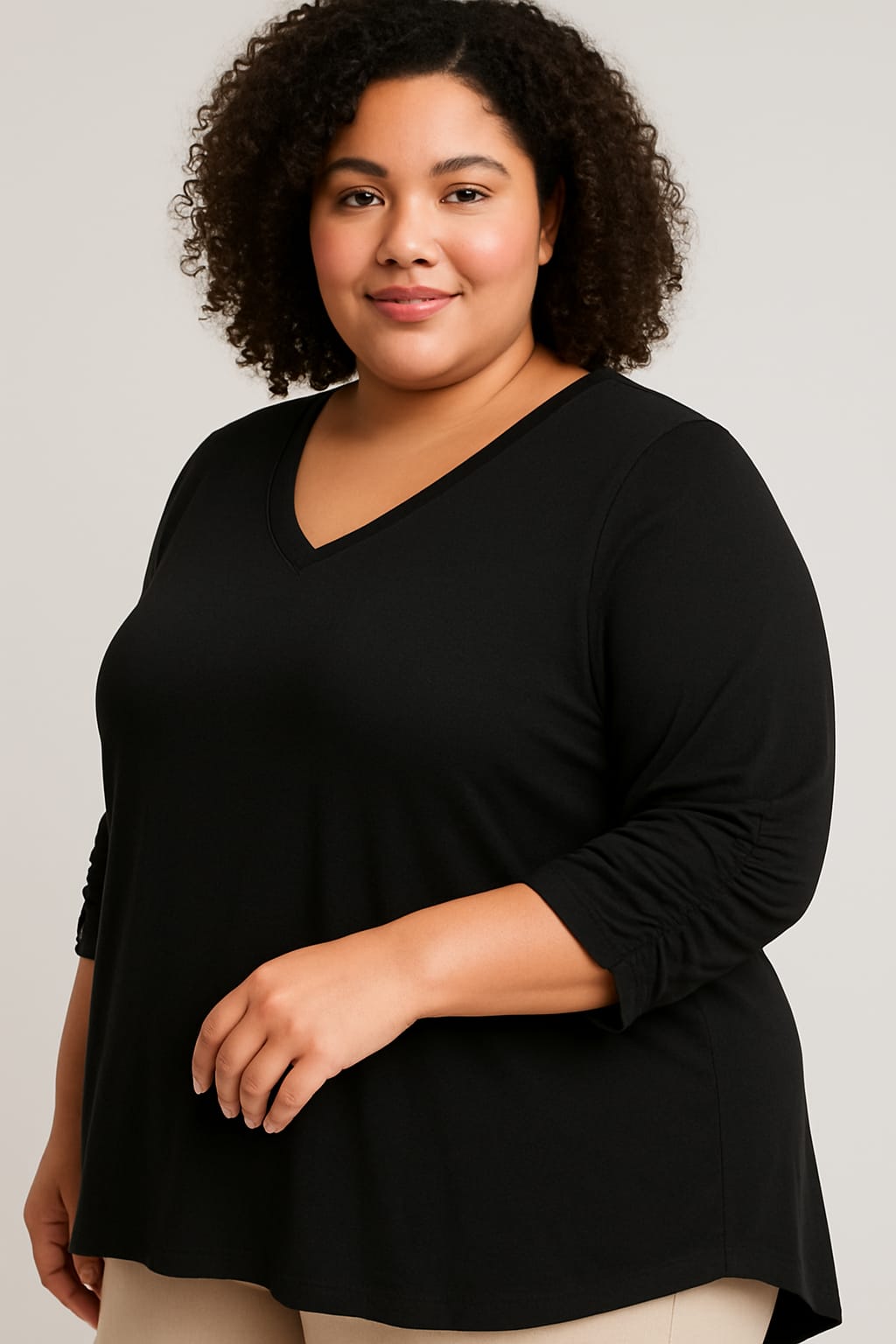 BLUSA CON FRUNCE MANGA 3/4 - TALLES REALES 1