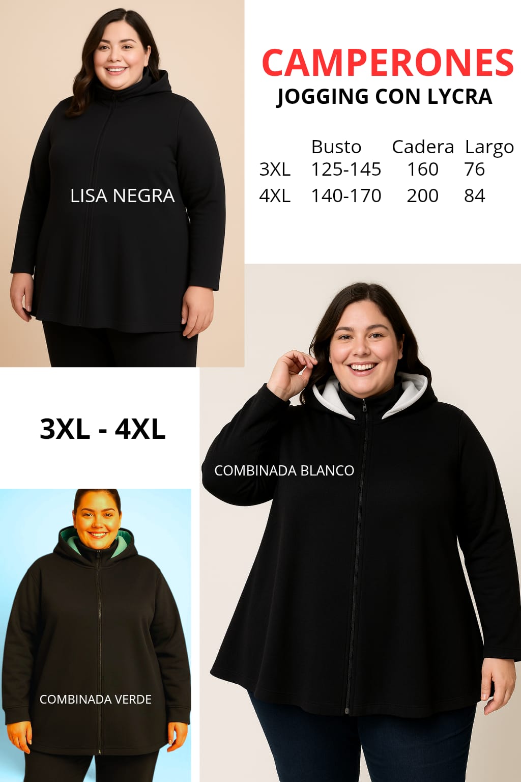 CAMPERON LISO JOGGING NEGRO PLUS SIZE 2