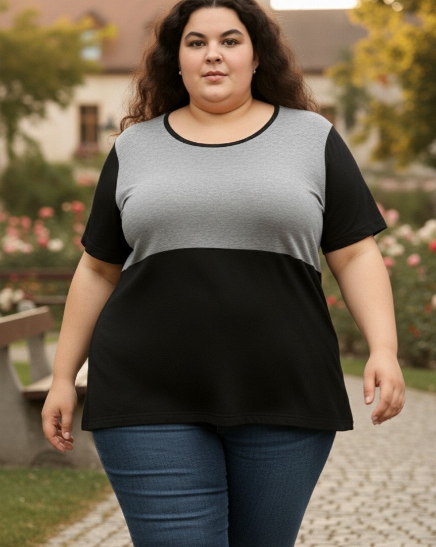 REMERA COMBINADA GRIS/NEGRO  1