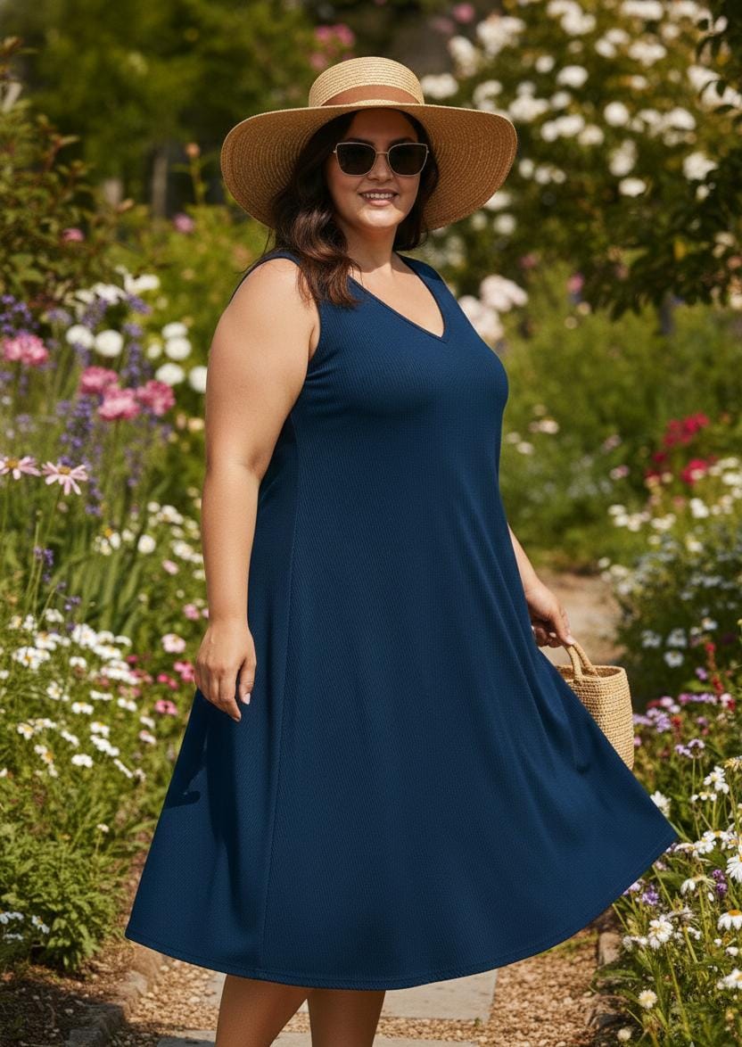 VESTIDO PLUS SIZE DE MORLEY DE ALGODON SIN MANGAS 1