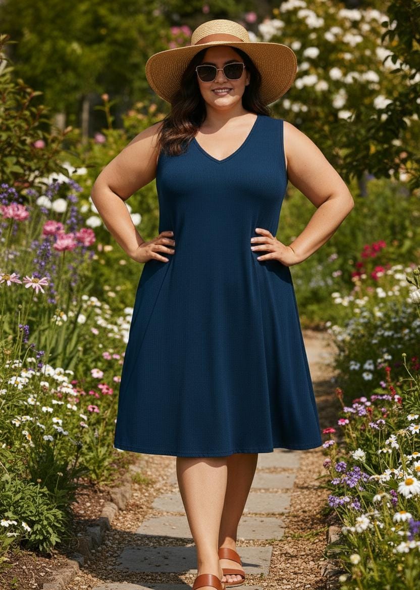 VESTIDO PLUS SIZE DE MORLEY DE ALGODON SIN MANGAS 3