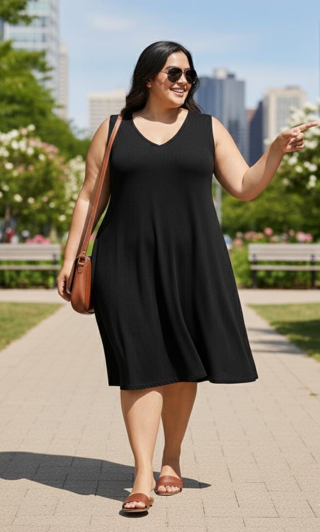 VESTIDO PLUS SIZE DE MORLEY DE ALGODON SIN MANGAS 4