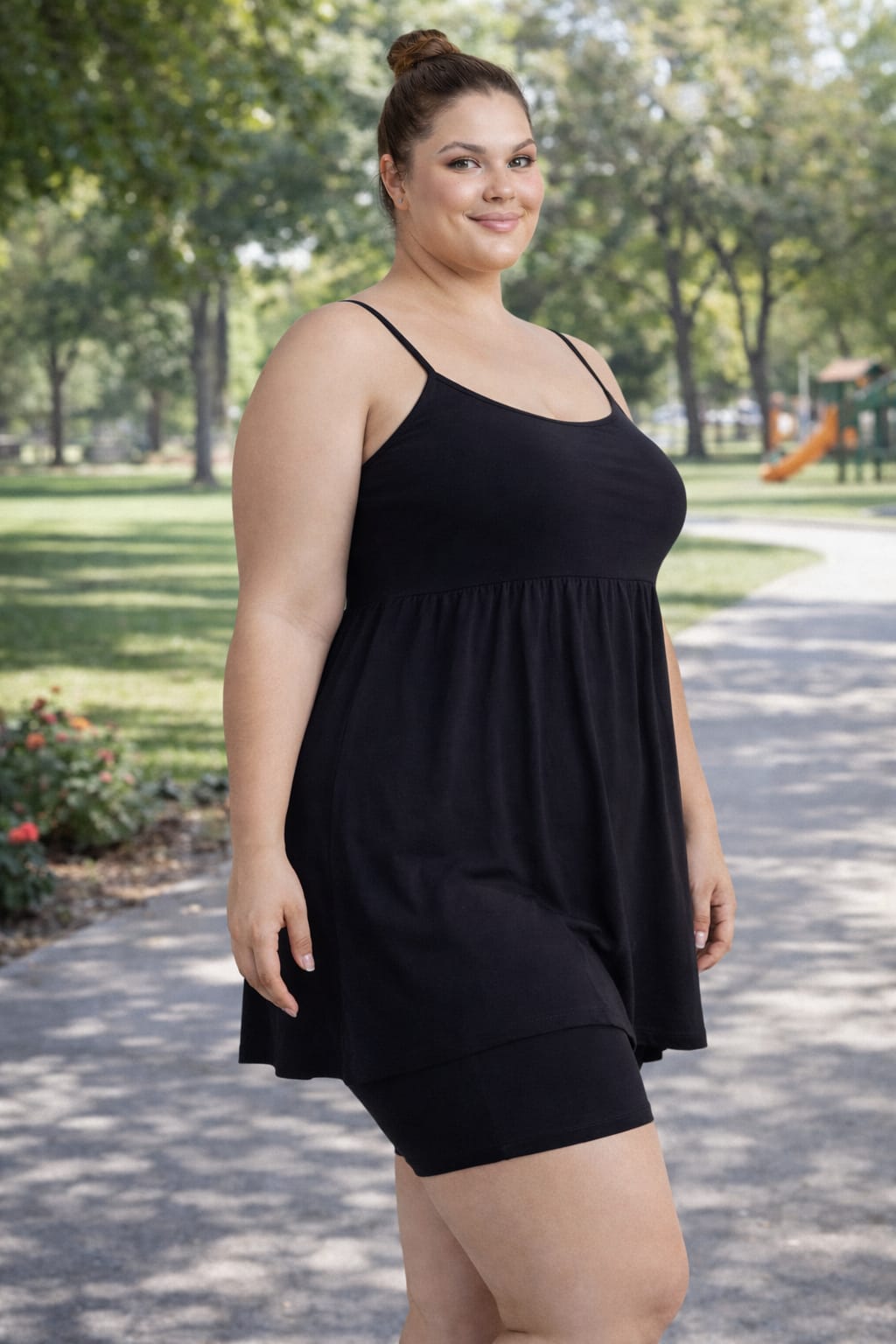 Calza Short Biker de Algodón y Lycra Tiro Alto 3