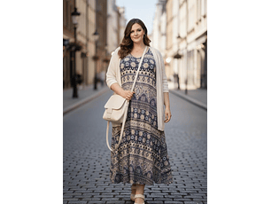 VESTIDO LARGO PLUS SIZE con mangas