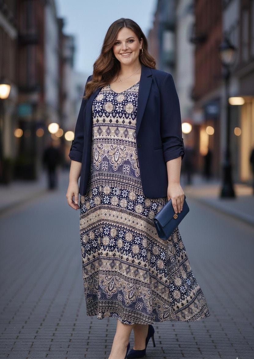 VESTIDO LARGO PLUS SIZE con mangas 2