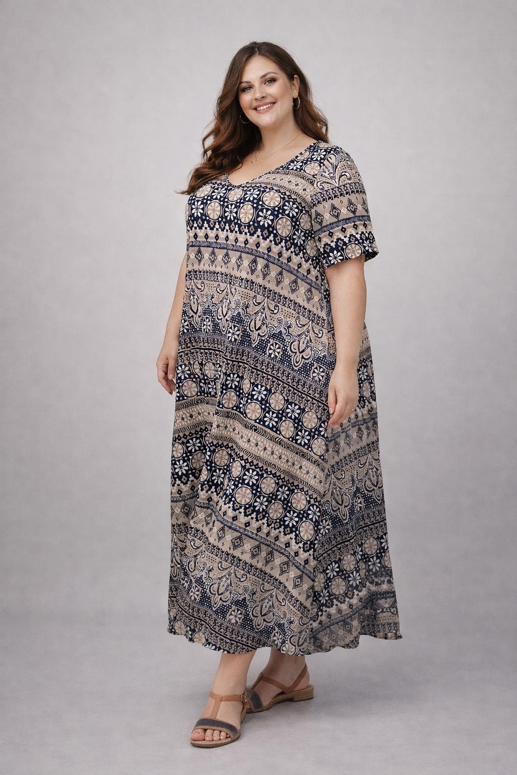 VESTIDO LARGO PLUS SIZE con mangas 3