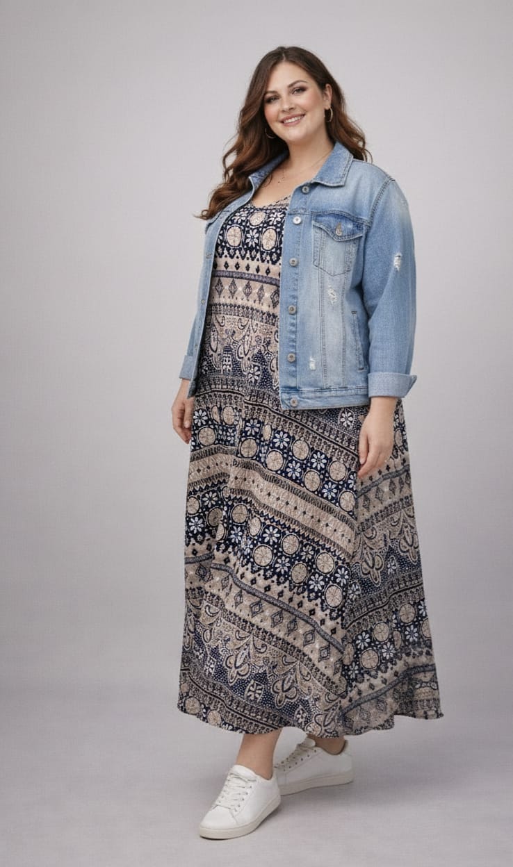 VESTIDO LARGO PLUS SIZE con mangas 4