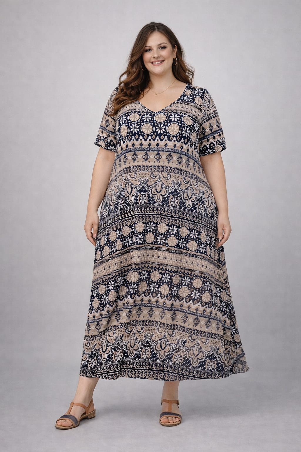 VESTIDO LARGO PLUS SIZE con mangas 5
