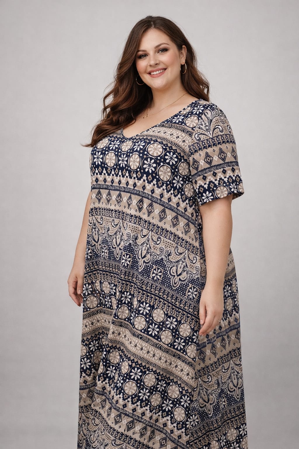 VESTIDO LARGO PLUS SIZE con mangas 6