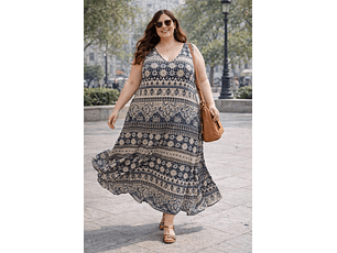 VESTIDO LARGO PLUS SIZE SIN MANGAS