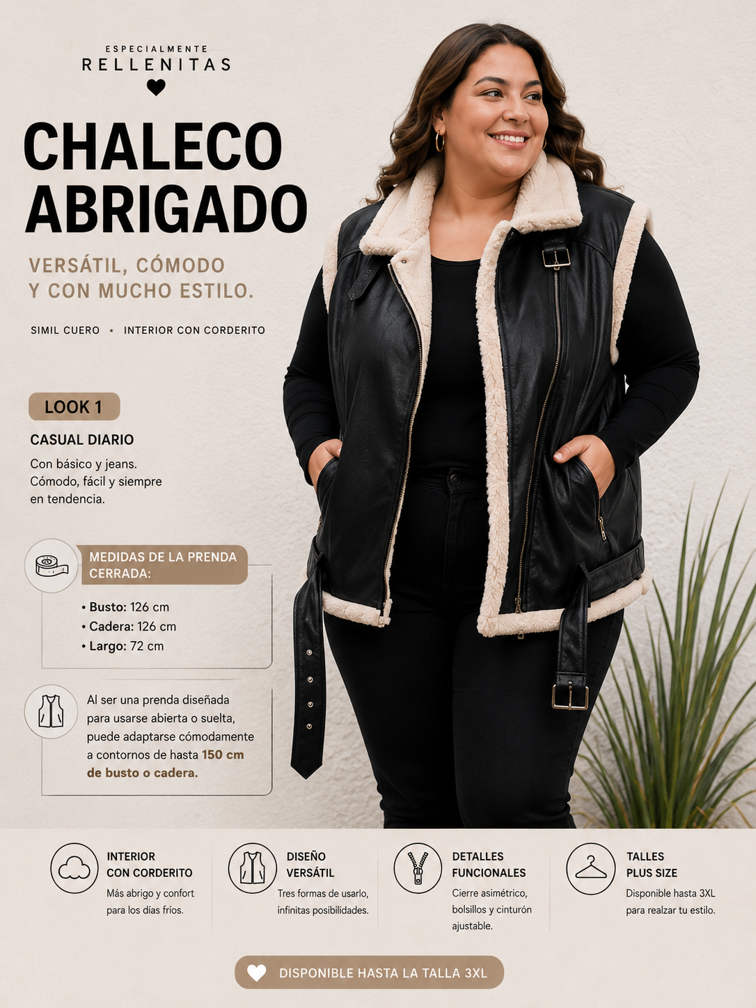 CHALECO SIMIL CUERO Y CORDERITO  2