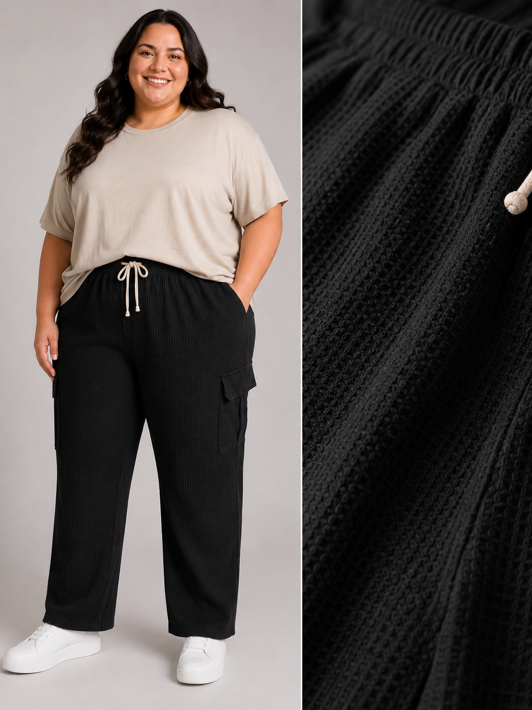 PANTALON PLUS SIZE CARGO WAFFLE UNISEX 2