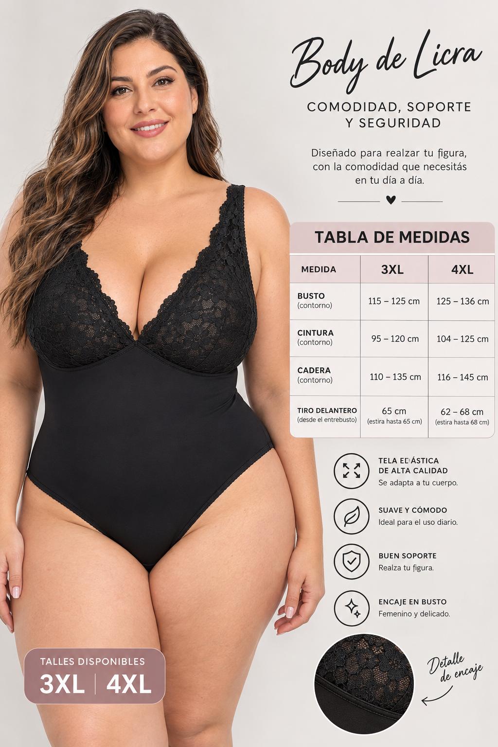 BODY DE ENCAJE Y LYCRA COLA-LESS 1