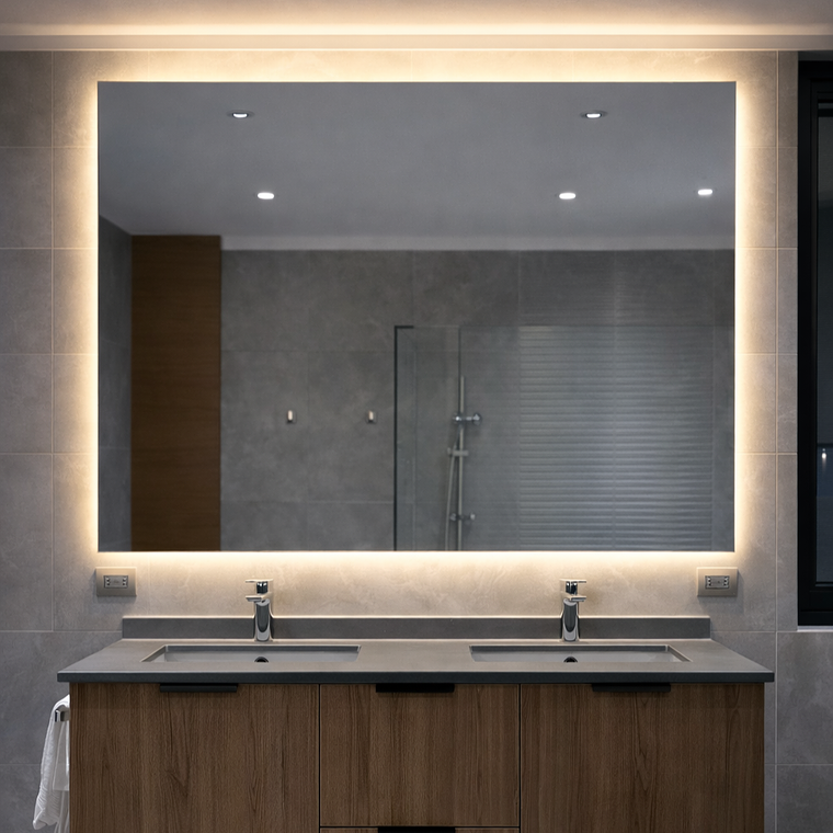 Paño de Espejo con Pulido Liso Recto y Luz Led Integrada 1