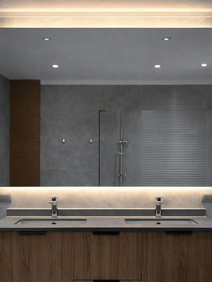 Paño de Espejo con Pulido Liso Recto y Luz Led Integrada