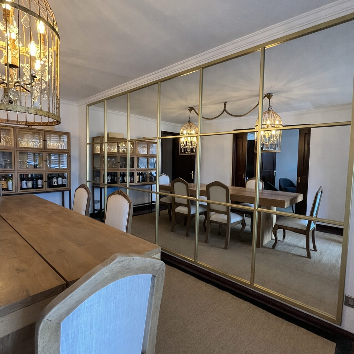 Pared Espejada con Marco y Diseño Interior con Varillaje 3