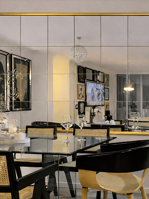 Espejo Marco Liso Diseño Interior Cuadriculado Paños Pulidos