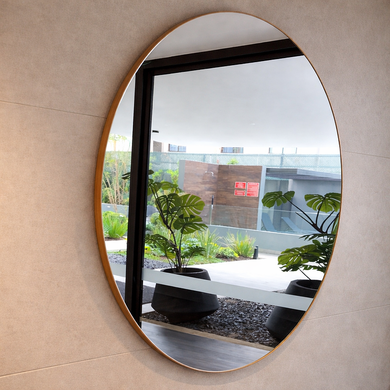 Espejo Redondo con Borde Pulido y Base MDF 1 cm 1