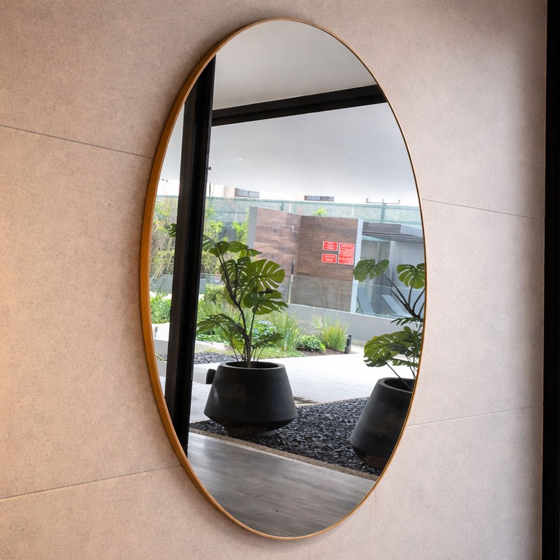 Espejo Redondo con Borde Pulido y Base MDF 1 cm 2