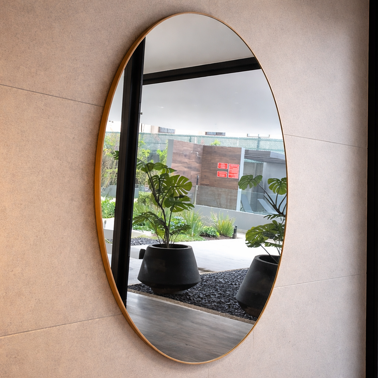 Espejo Redondo con Borde Pulido y Base MDF 1 cm 2