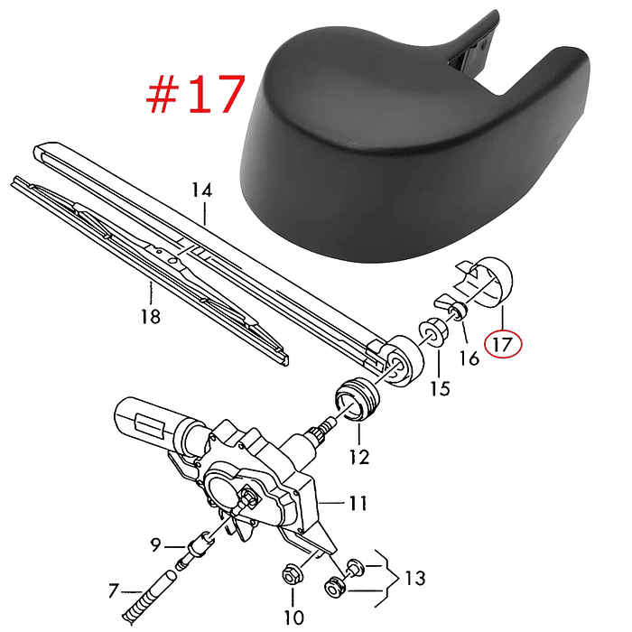 Tapa Tuerca Brazo Limpiaparabrisas Trasero Audi A3 2004-2018 6
