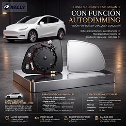 Luna de Espejo Antideslumbrante Para Tesla Model Y 2020-2026