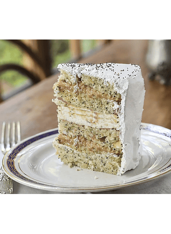 TORTA DE AMAPOLAS RELLENA DE CREMA (cubierta en crema o merengue)