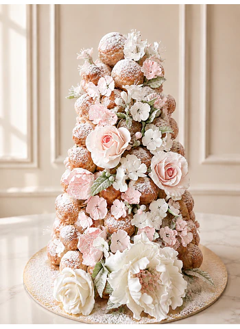 Croquembouche azucar y flores 120u